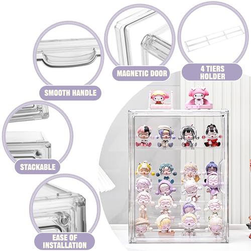 Cutora Clear Acrylic Display Case, 5 Tier Large Acrylic Blind Box for Figures, Dustproof Storage Organizer with Magnetic Door for Action Figures Toys, Stackable Collectibiles Showcase - Image 3