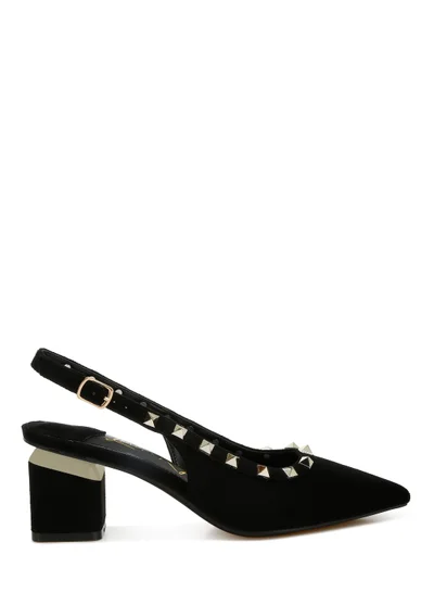London Rag Stud Emebllished Microfiber Sandals in Black