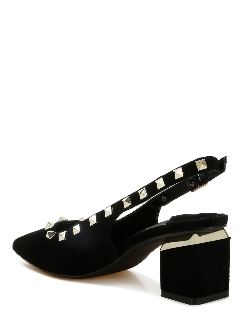 London Rag Stud Emebllished Microfiber Sandals in Black