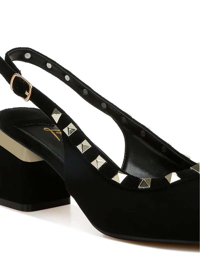 London Rag Stud Emebllished Microfiber Sandals in Black