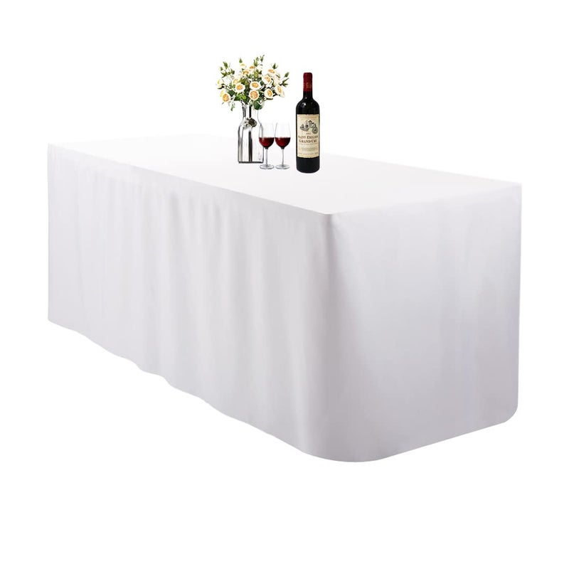 Waysle Waysle 4 Feet L x W 48X30 Rectangle Fitted Tablecloth for Wedding Party BanquetPolyester Cloth Fabric Cover White 
