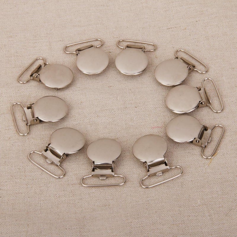 كلاراكو مجموعة من 10 مشابك معدنية دائرية الوجه مقاس 1 بوصة مع حشوات مستطيلة الشكل لحمل اللهاية والمرايل والألعاب - Image 5