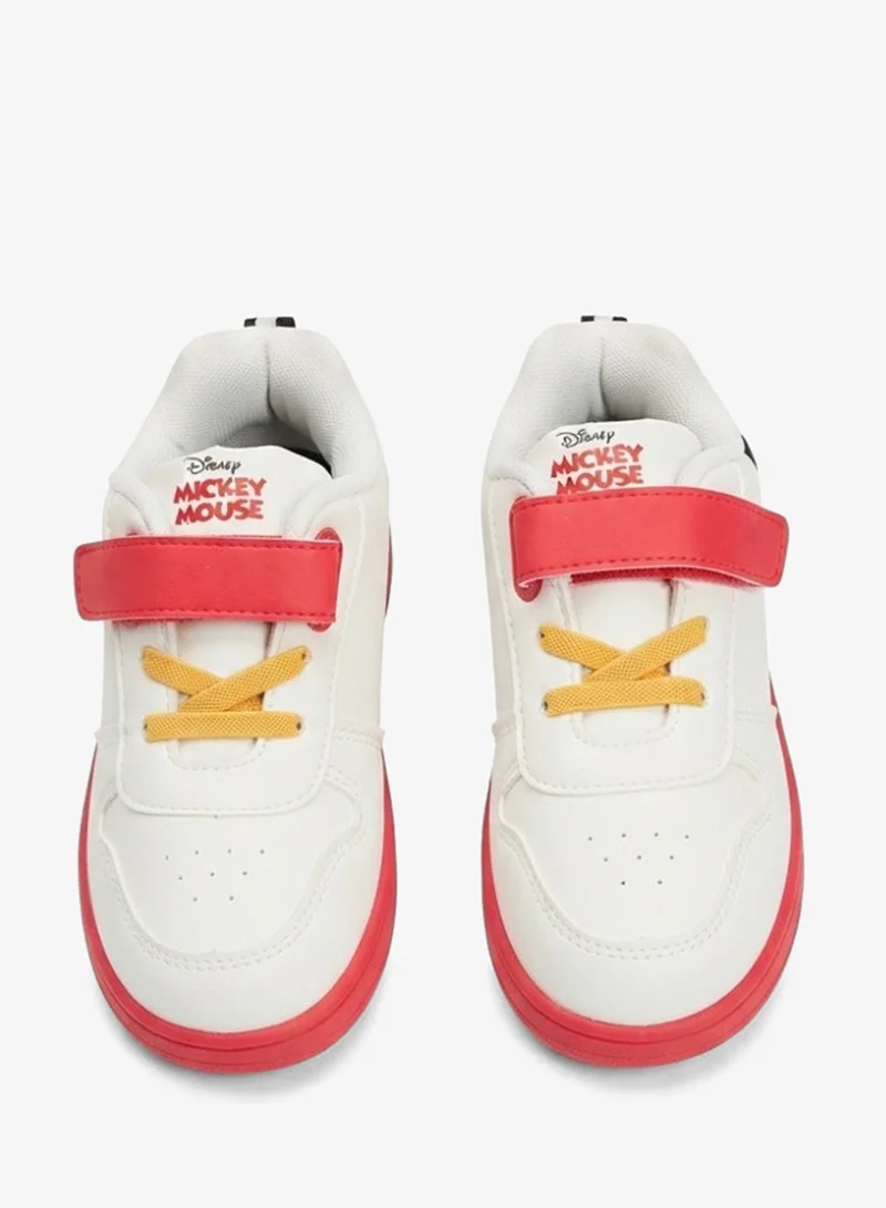 Mickey Mouse Mickey Mouse Boys' Sneakers with Hook-and-Loop Strap, White/Red