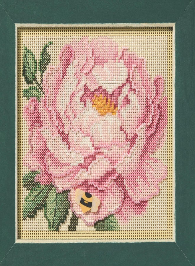 Mill Hill Peony Beaded Counted Cross Stitch Kit Buttons & Beads 2025 Spring Series MH142511, 5.25 x 5.25 inches, Multi - Image 2