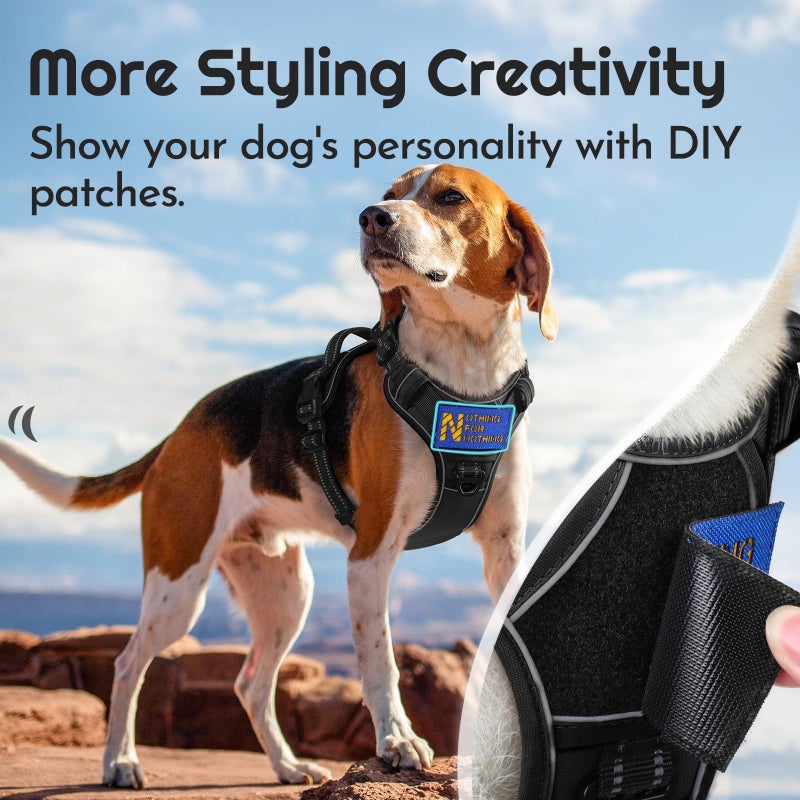 Eagloo Dog Harness for Large Dogs, Easy Wearing with 3 Quick-Release Buckles, Adjustable No Pull Pet Harness with MOLLE System, No Choke Reflective Vest with Control Handle, Black, L - Image 3
