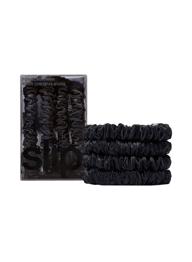Slip Silk Skinny Scrunchies - Black - Elastic Scrunchies Set (4 Scrunchies) - Image 1