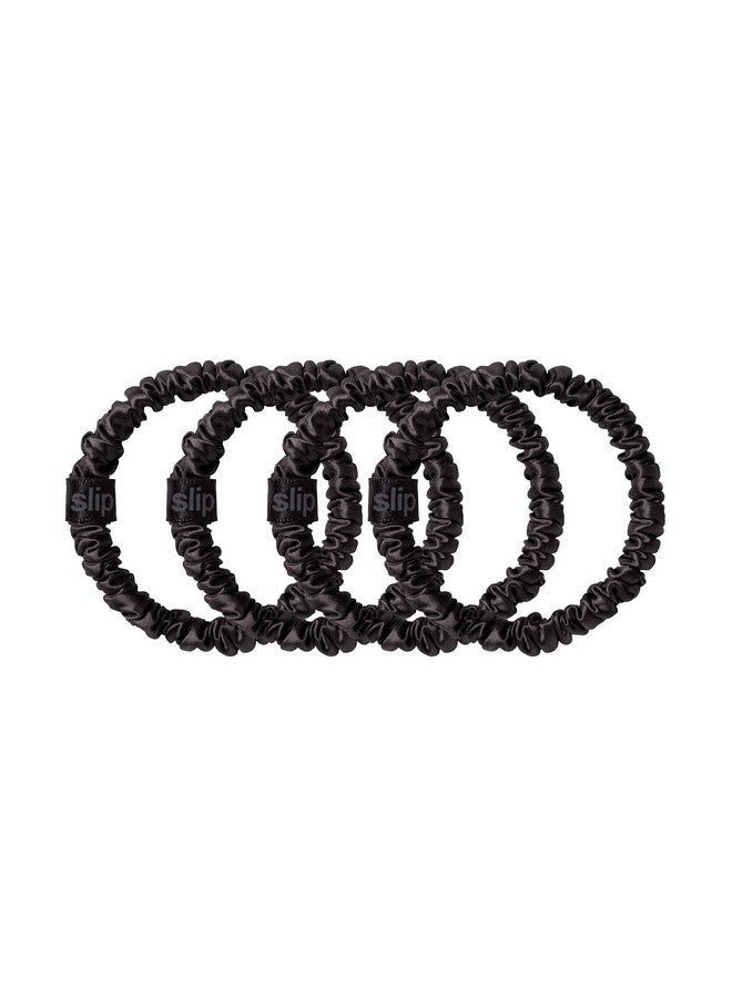 Slip Silk Skinny Scrunchies - Black - Elastic Scrunchies Set (4 Scrunchies) - Image 2