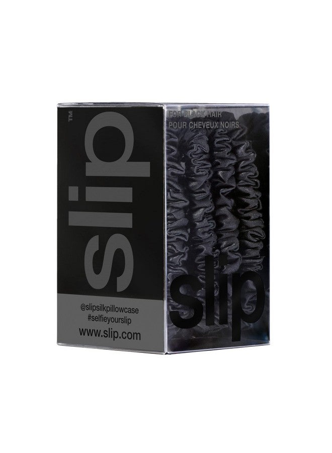 Slip Silk Skinny Scrunchies - Black - Elastic Scrunchies Set (4 Scrunchies) - Image 3