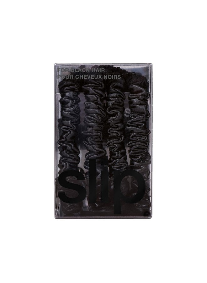 Slip Silk Skinny Scrunchies - Black - Elastic Scrunchies Set (4 Scrunchies) - Image 4
