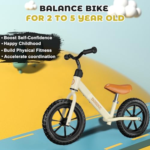 Bobike Toddler Balance Bike Toys for 2 to 5 Year Old Girls Boys Adjustable Seat and Handlebar NoPedal Training Bike Best Gifts for Kids White - Image 5