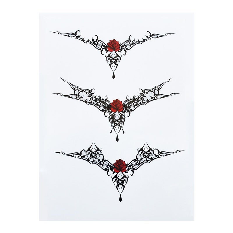 S.A.V.I 3D Temporary Tattoo Waterproof Sticker Beautiful Black Big Rose Tribal Totem Popular New Designs Size - 21x15cm (879), Multi, 2 g - Image 4