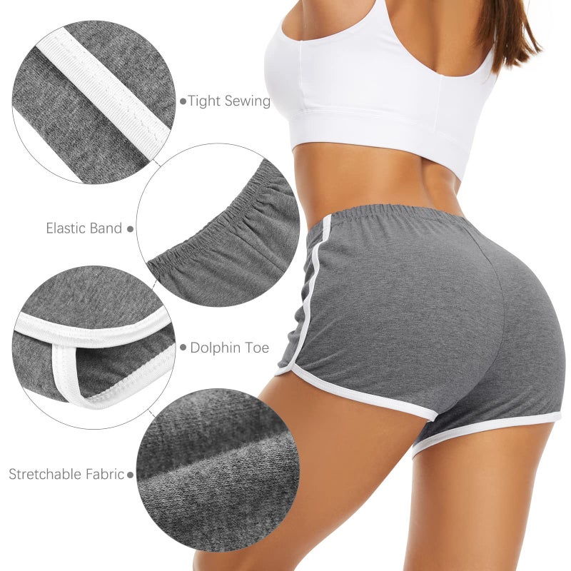 URATOT 7 Pack Womens Cotton Shorts, Dolphin Booty Athletic Gym Sports Shorts for Yoga Lounge Running - Image 5