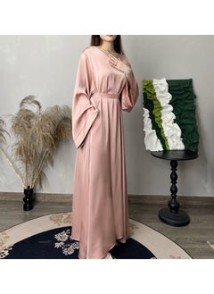 Basic Plus Size Solid Color Kaftan Maxi Dress Pink