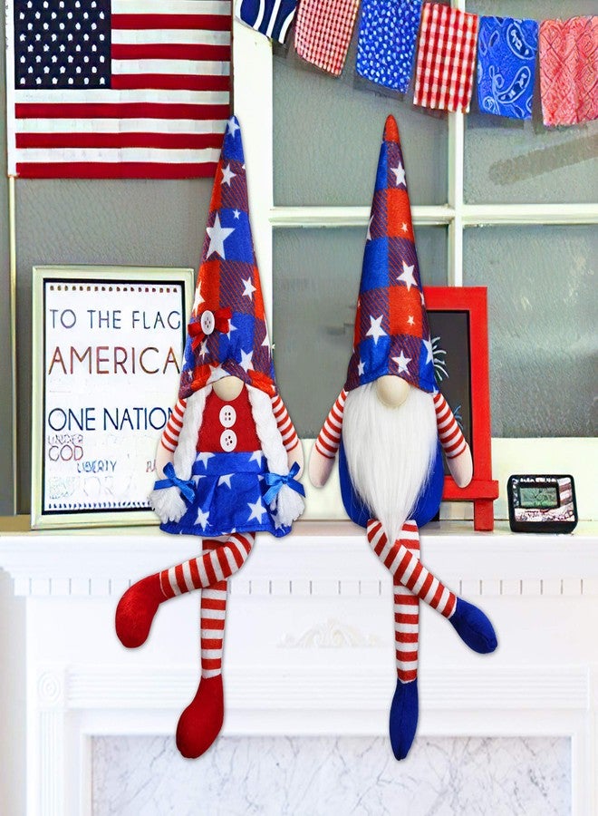 Partyprops 2Pcs 4th of July Patriotic Gnomes Plush Decorations- Mr & Mrs Handmade Swedish Tomte Gnomes Ornaments for 250th Anniversary Patriotic Party Table Decor-Fourth of July Party Home Mantle Fireplace Decor - Image 4
