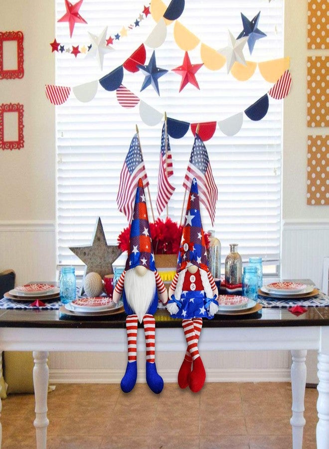 Partyprops 2Pcs 4th of July Patriotic Gnomes Plush Decorations- Mr & Mrs Handmade Swedish Tomte Gnomes Ornaments for 250th Anniversary Patriotic Party Table Decor-Fourth of July Party Home Mantle Fireplace Decor - Image 5