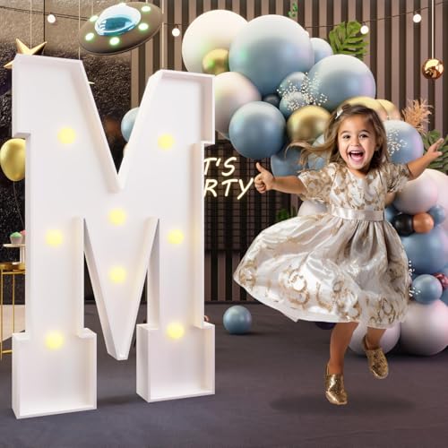 imprsv Marquee Light Up Letters 3FT Marquee Letters for Birthday Baby Shower Wedding Decorations Light Up Letters for Engagement Party Decor Large Marquee Letters for Party Decorations Letter M - Image 1