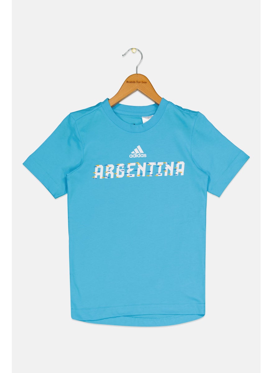 Adidas Kids Boy Sportswear Fit Shorts Sleeve Outdoor T-Shirt, Blue  - Image 1
