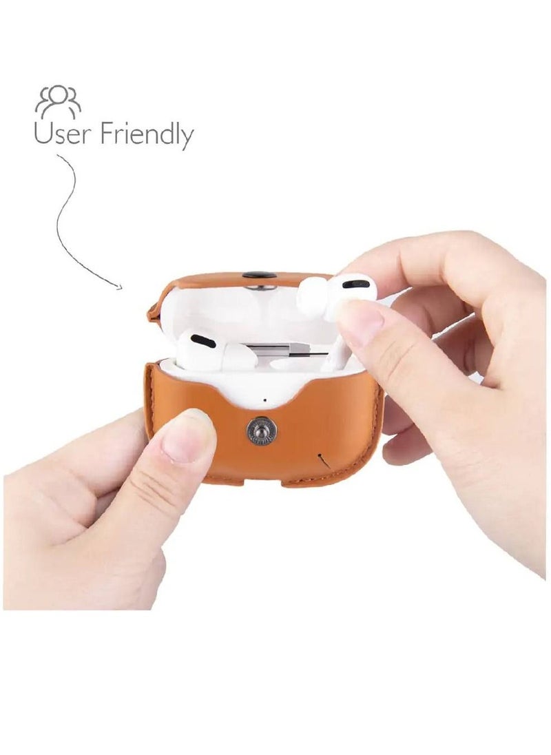Protective Leather Charging Case Cover Compatible with Airpods 3 Brown