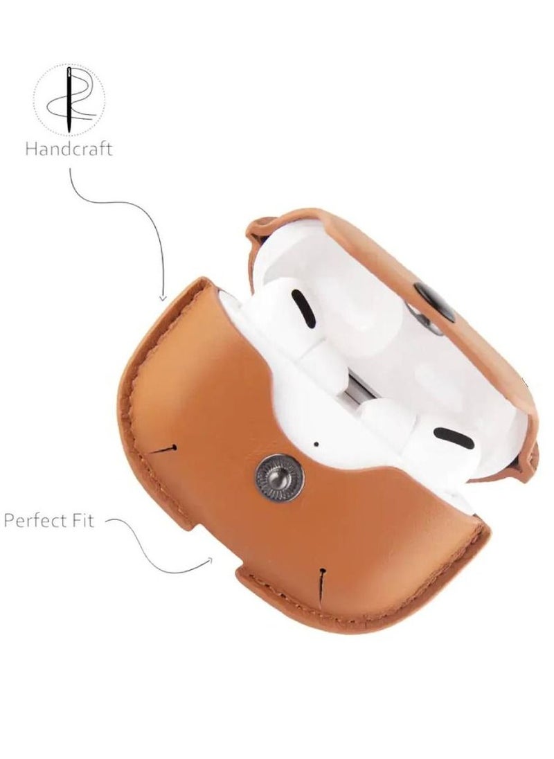 Protective Leather Charging Case Cover Compatible with Airpods 3 Brown