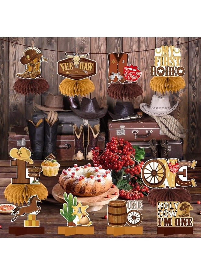 Bumqviy 10Pcs My First Rodeo Birthday Party Supplies Western Cowboy Honeycomb Centerpieces Decorations for Baby Boys, Western Cowboy Theme One Year Old Birthday Table Centerpieces Party Supplies, Wild West  - Image 4