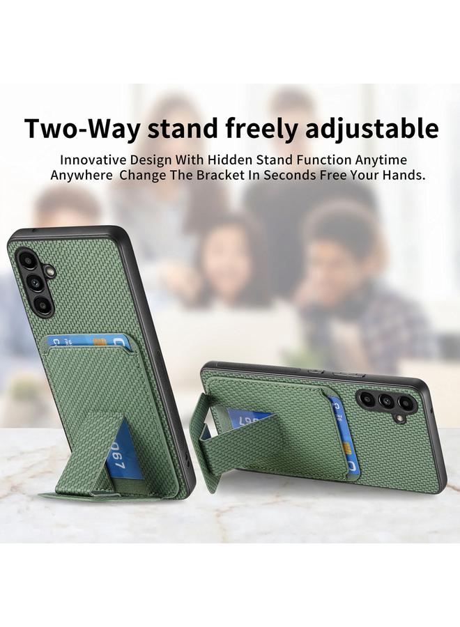 S-TOP Case For Samsung Galaxy A15 Carbon Fiber Card Bag Fold Stand Phone Case - Image 2