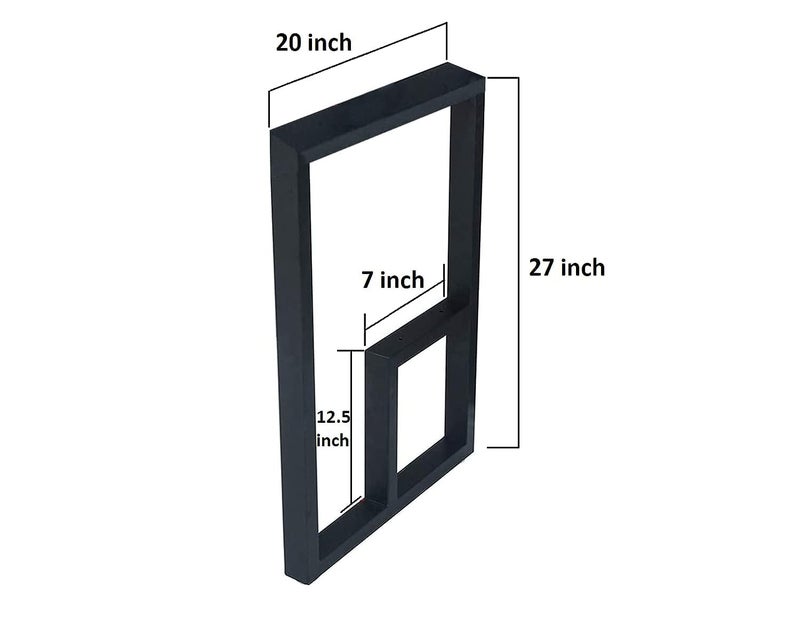 Ventuos Ventuos_ 28 20 inch Metal lLegs for Computer TableStudy Table for Home Legs Modern Welded mild Steel Leg Industrial Table Set of 02_Black Square_D  - Image 3