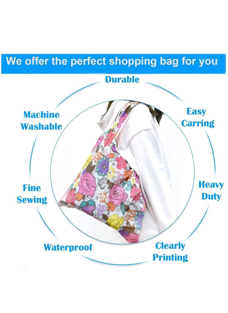 Generic - 6 Pcs Reusable Grocery Bag Foldable Eco-Friendly Shopping Bags Lightweight Washable Nylon Large Tote Bag - Image 1