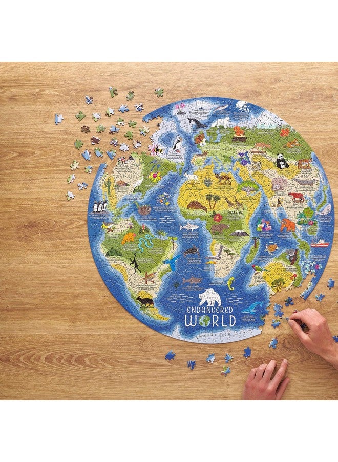 Ridley's Endangered World 1,000-Piece Jigsaw Puzzle - Circular Animal Puzzle with Informational Image About Different Endangered Animals, Sturdy Storage Tube Included - Makes a Great Gift - Image 2