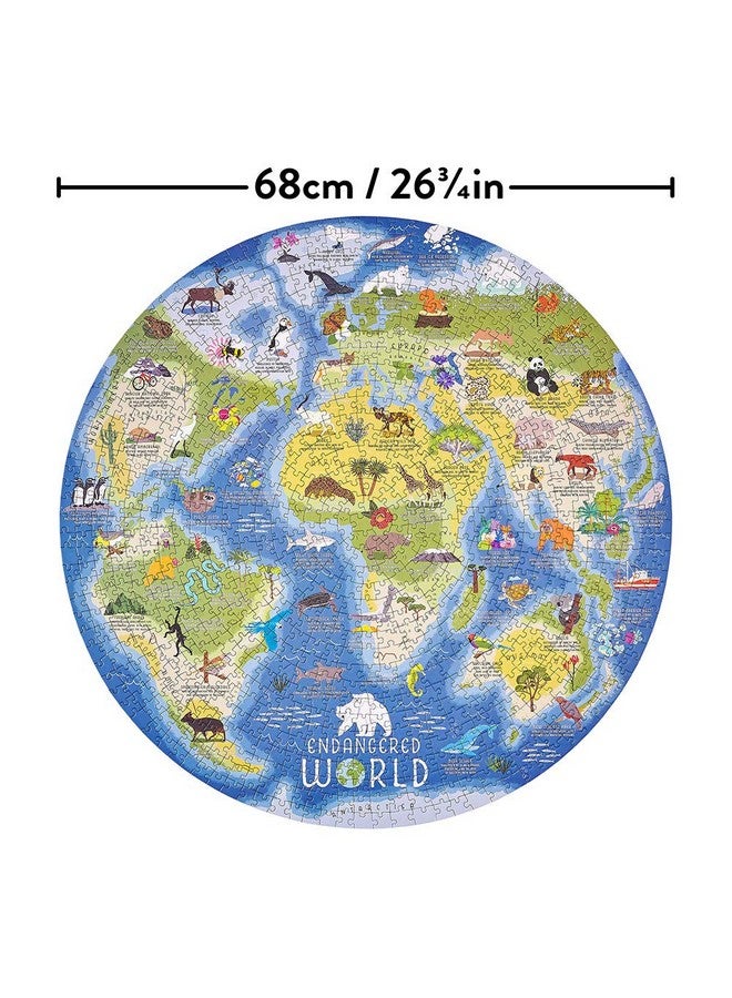 Ridley's Endangered World 1,000-Piece Jigsaw Puzzle - Circular Animal Puzzle with Informational Image About Different Endangered Animals, Sturdy Storage Tube Included - Makes a Great Gift - Image 3