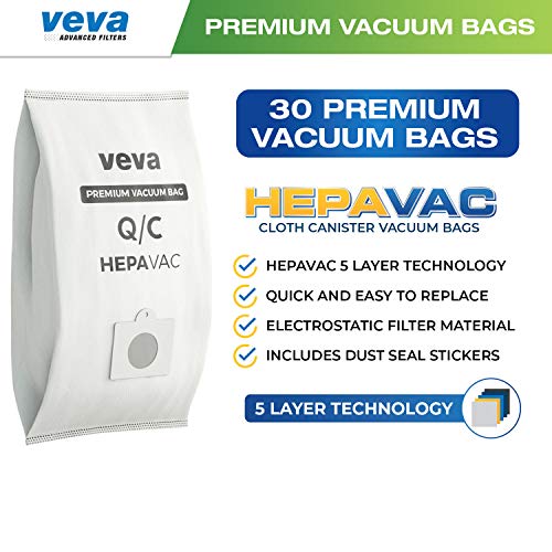 VEVA 30 Pack Type Q/C 53292 HEPA Vacuum Bags for Kenmore Canister Vacuum Cleaners 5055, 50558, 53291, 53292, Series 600, 400, 200 - Image 2