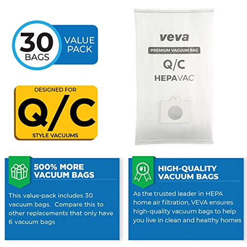 VEVA 30 Pack Type Q/C 53292 HEPA Vacuum Bags for Kenmore Canister Vacuum Cleaners 5055, 50558, 53291, 53292, Series 600, 400, 200 - Image 3