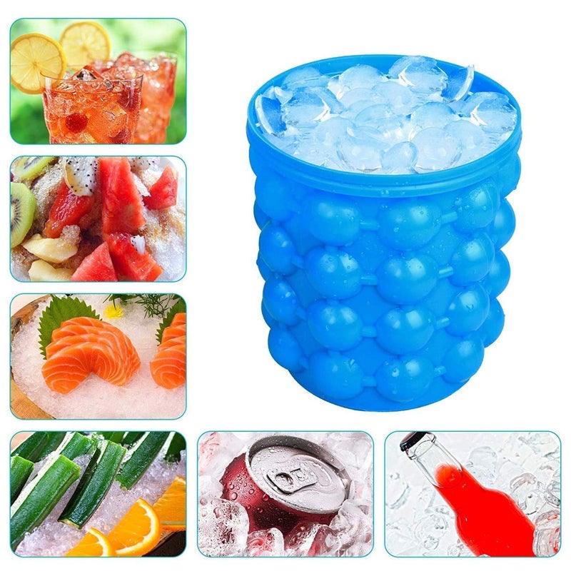 Flipco Silicone Ice Bucket & Ice Mold with lid, Silicon Ice Cube Maker Ice Cube Mold Cup, Suitable for Cold Storage Cold drimks - Image 3