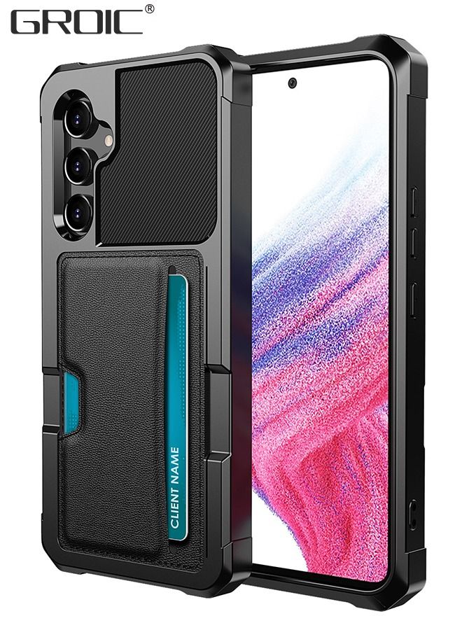 GROIC Design for Samsung Galaxy A54 6.4 Inch Wallet Case, Back Built-In Metal Magnetic Iron for Car, Card Holder Slots Shockproof Protective Cover Hybrid Heavy Duty Hard Luxury Phone Shell - Image 1