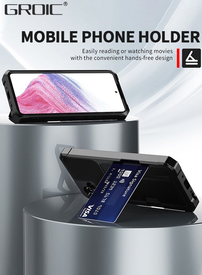 GROIC Design for Samsung Galaxy A54 6.4 Inch Wallet Case, Back Built-In Metal Magnetic Iron for Car, Card Holder Slots Shockproof Protective Cover Hybrid Heavy Duty Hard Luxury Phone Shell - Image 3