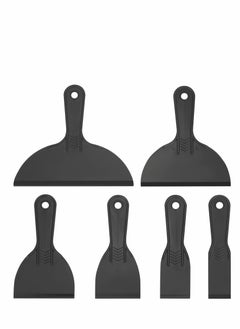 Excefore 6 Pcs Plastic Putty Knife Set, Paint Scrapers Tools, Putty Filler Spatula Scraper for Spackling, Patching, Decals, Wallpaper, Remover Sticker, Car Painting Spatula Knife Scrapers - Black  - Image 1