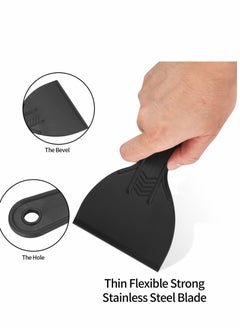 Excefore 6 Pcs Plastic Putty Knife Set, Paint Scrapers Tools, Putty Filler Spatula Scraper for Spackling, Patching, Decals, Wallpaper, Remover Sticker, Car Painting Spatula Knife Scrapers - Black  - Image 3