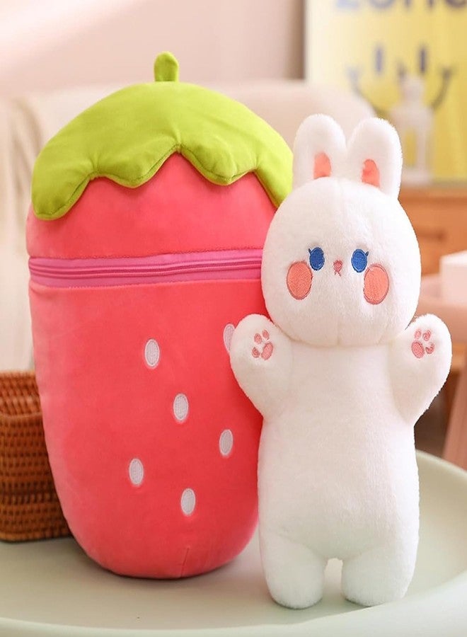 Storescent Hidden Fruit Bunny Soft Toys for Kids, Stuffed Animal Plush Soft Toys for Boys and Girls | Medium, Cute Rabbit Strawberry Pink Bunny - Zipper Plush Toy (Pink) - Image 5