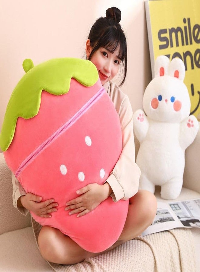 Storescent Hidden Fruit Bunny Soft Toys for Kids, Stuffed Animal Plush Soft Toys for Boys and Girls | Medium, Cute Rabbit Strawberry Pink Bunny - Zipper Plush Toy (Pink) - Image 4