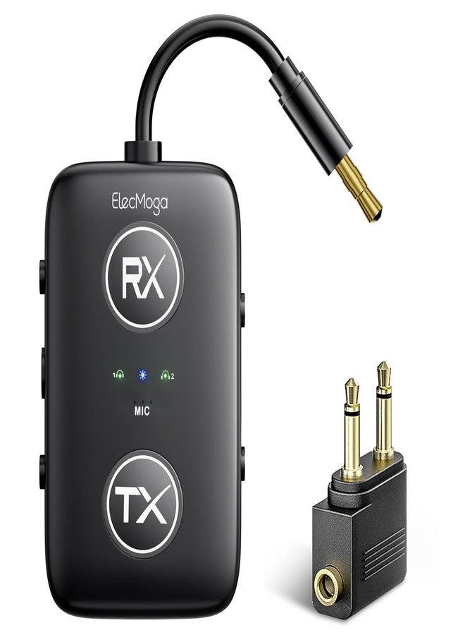 ElecMoga 2025 Bluetooth 5.4 Adapter, ElecMoga 2-in-1 Bluetooth Transmitter and Receiver Jack 3.5 Supports Two Devices with Multiple Audio Decoding, for Airplane, TV, Headphones, Car, More - Image 1