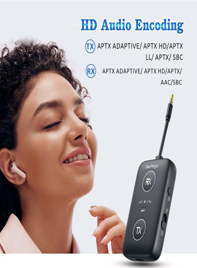 ElecMoga 2025 Bluetooth 5.4 Adapter, ElecMoga 2-in-1 Bluetooth Transmitter and Receiver Jack 3.5 Supports Two Devices with Multiple Audio Decoding, for Airplane, TV, Headphones, Car, More - Image 3