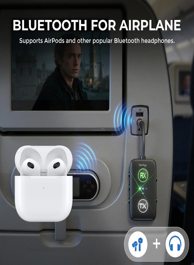 ElecMoga 2025 Bluetooth 5.4 Adapter, ElecMoga 2-in-1 Bluetooth Transmitter and Receiver Jack 3.5 Supports Two Devices with Multiple Audio Decoding, for Airplane, TV, Headphones, Car, More - Image 2