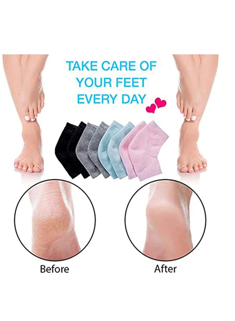 SYOSI Heel Moisturizing Socks Moisturizing Gel Heel Sleeves Toeless Spa Gel Socks, Humectant Moisturizer Heel Balm Foot Treatment Care Heel Softener, 4 Pairs - Image 2