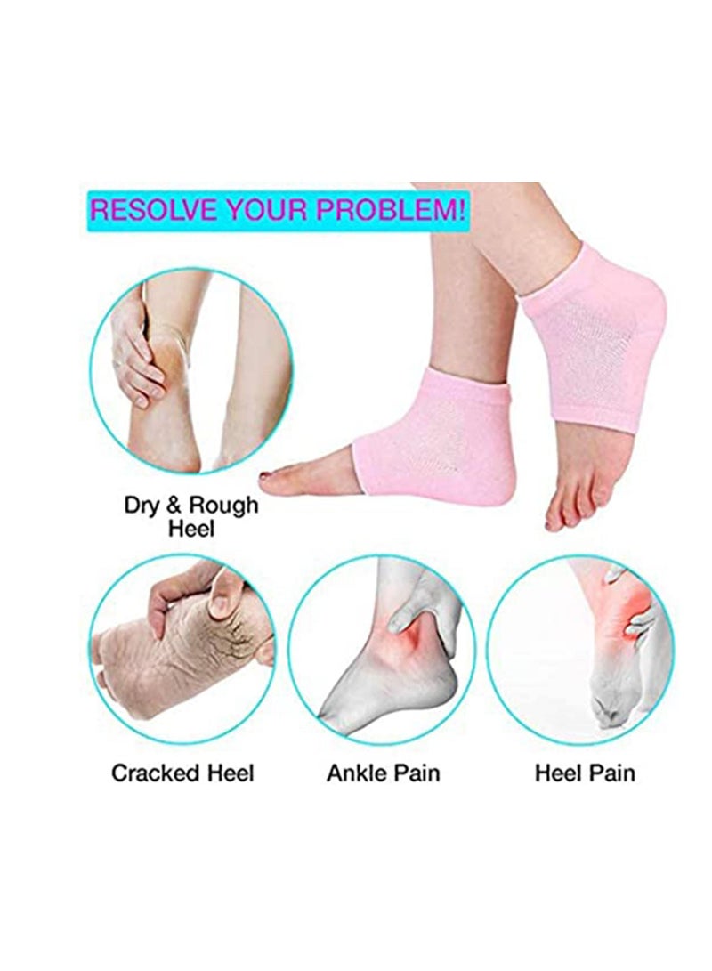 SYOSI Heel Moisturizing Socks Moisturizing Gel Heel Sleeves Toeless Spa Gel Socks, Humectant Moisturizer Heel Balm Foot Treatment Care Heel Softener, 4 Pairs - Image 3