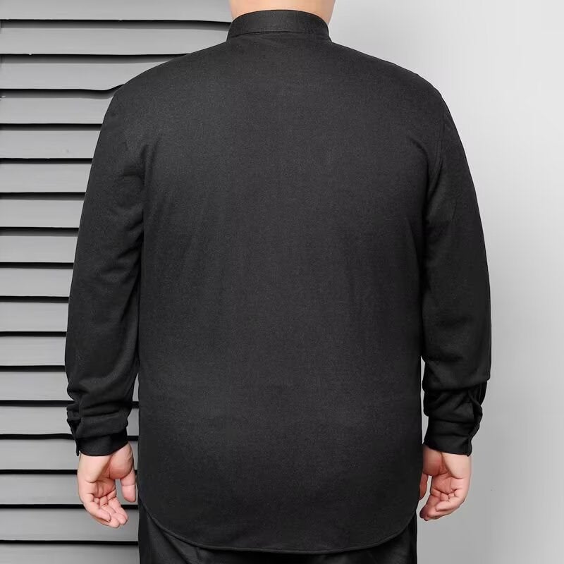 Plus Size Men'S Clothing For Fat Men, Spring & Fall Shirts, Plus Fat, Long-Sleeved Solid Color Work Business Workwear Professional Shirts - Image 5