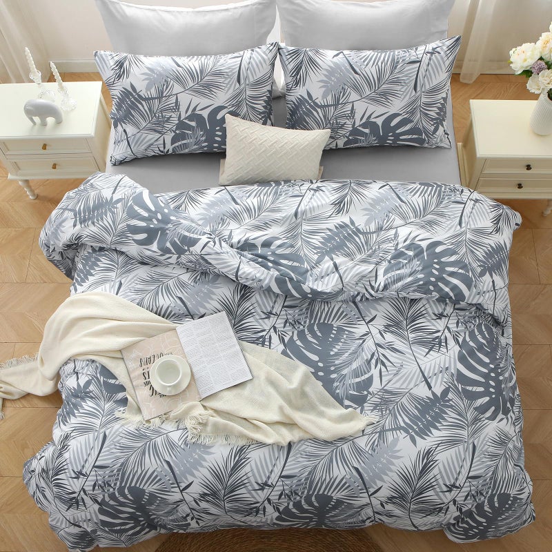 MUXHOMO Black&Grey Bed in a Bag Queen 7 Pieces, Queen Comforter Set Reversible Botanical Flowers Design, Ultra Soft & Breathable Bedding Sets with Comforter, Sheets, Pillowcases & Shams - Image 4