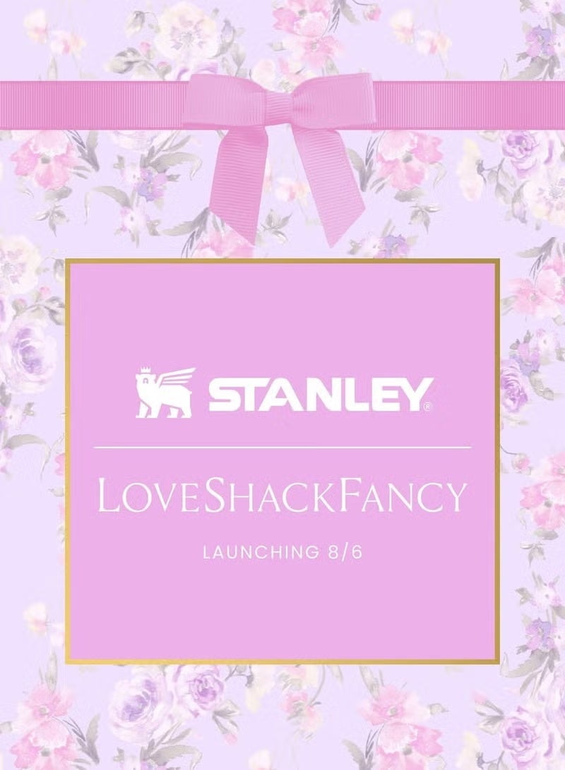 Stanley Stanley Love Shack Fancy H2.0 Flow State 40oz Purple Rose Tumbler, Stainless Steel Vacuum Insulated Quencher with Lid, Straw, and Stopper, Ideal for Water and Iced Tea, Keeps Drinks Cold, Presented in Elegant Gift-Ready Packaging - Image 4