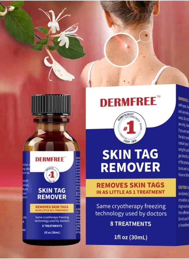 DERMFREE مزيل علامات الجلد يزيل علامات الجلد وعلامات الشامات والشامات، إزالة سريعة وآمنة للوجه والجسم، مصل إزالة علامات الجلد بقوة إضافية، سهل الاستخدام، مجموعة إزالة علامات الجلد 30 مل  - Image 1