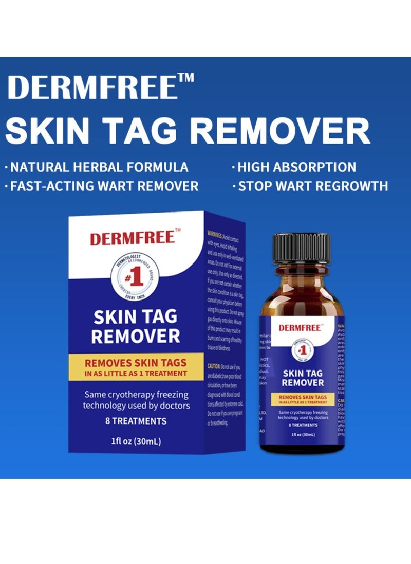 DERMFREE مزيل علامات الجلد يزيل علامات الجلد وعلامات الشامات والشامات، إزالة سريعة وآمنة للوجه والجسم، مصل إزالة علامات الجلد بقوة إضافية، سهل الاستخدام، مجموعة إزالة علامات الجلد 30 مل  - Image 3