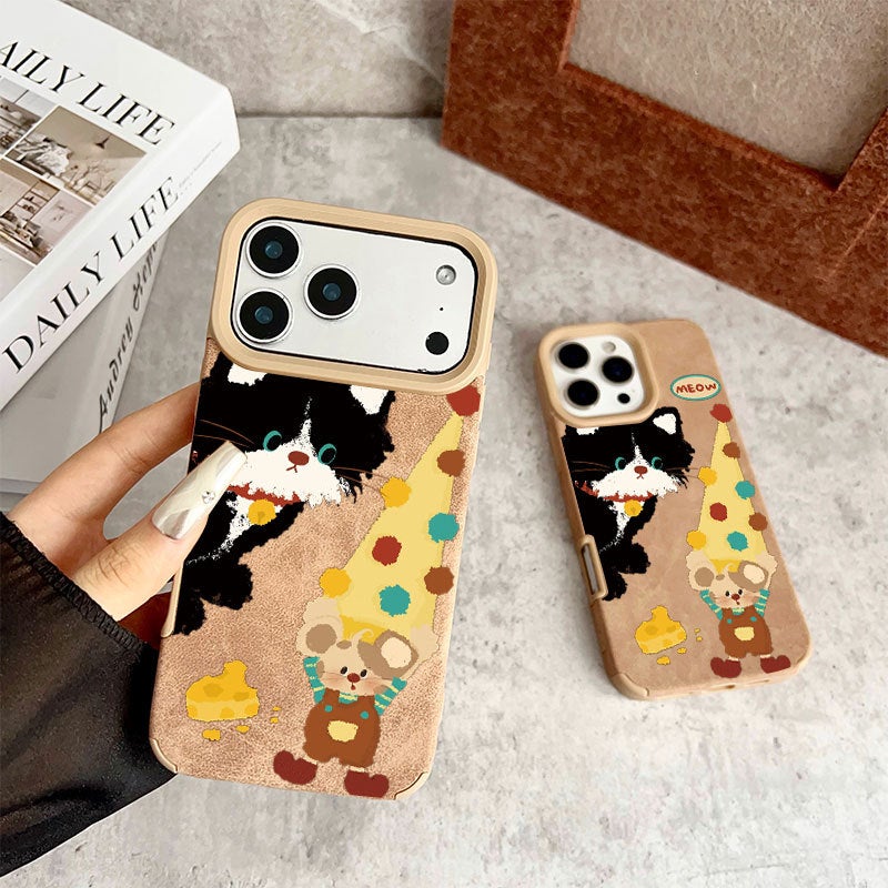 Apple iPhone 17 Pro phone case with a cute cat cartoon design for shock protection - Image 2