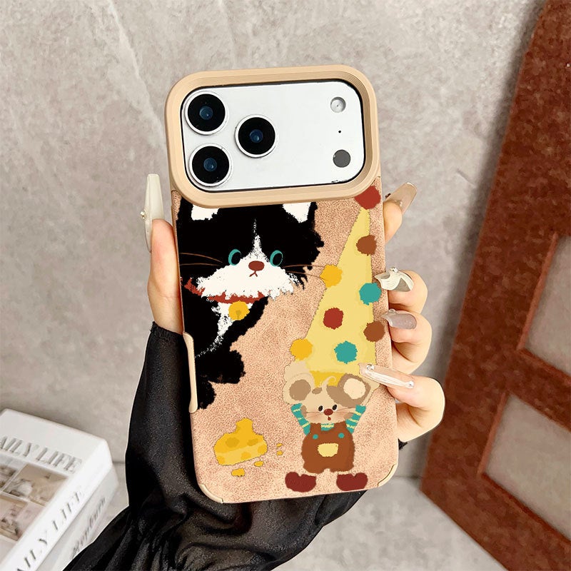 Apple iPhone 17 Pro phone case with a cute cat cartoon design for shock protection - Image 1